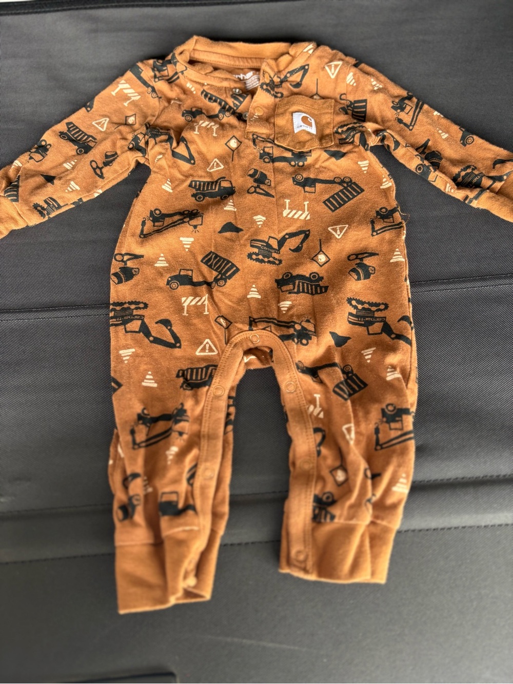 Carhartt Brown Construction-Print Baby One-Piece size 3 months